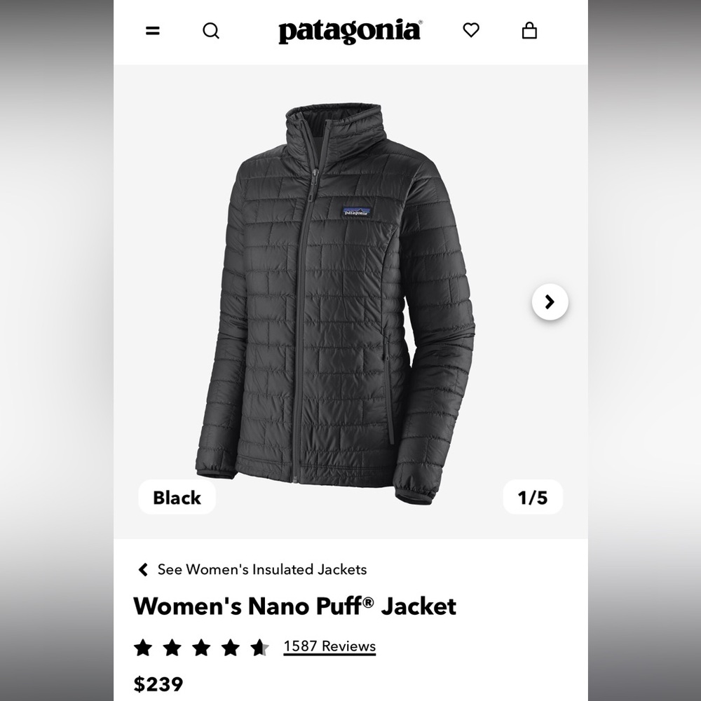 Patagonia Women’s Nano Puff Jacket in black